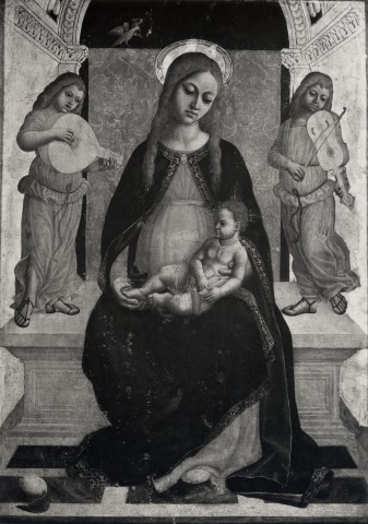 Vasari — Bevilacqua Giovanni Ambrogio - sec. XV/ XVI - Madonna con Bambino in trono e angeli musicanti — insieme